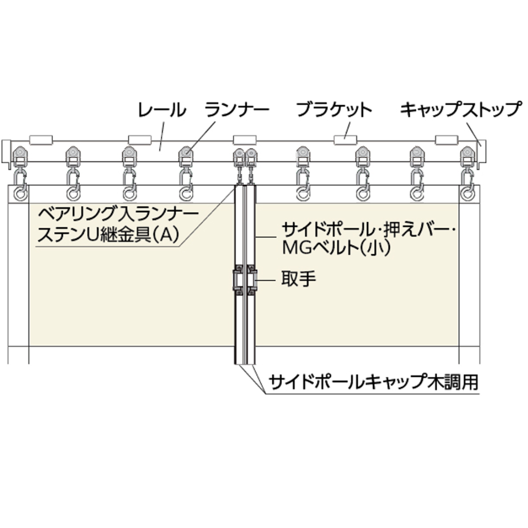 間仕切ポールセット【ホワイトウッド】両開きセット