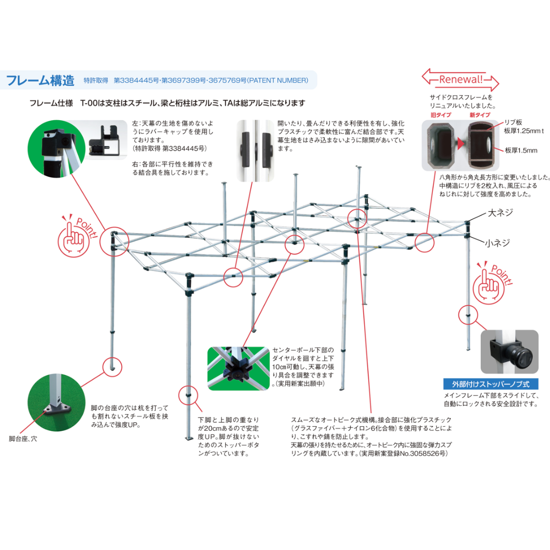 ミスタークイック T-33 3.0mx3.0m スチール・アルミ複合タイプ