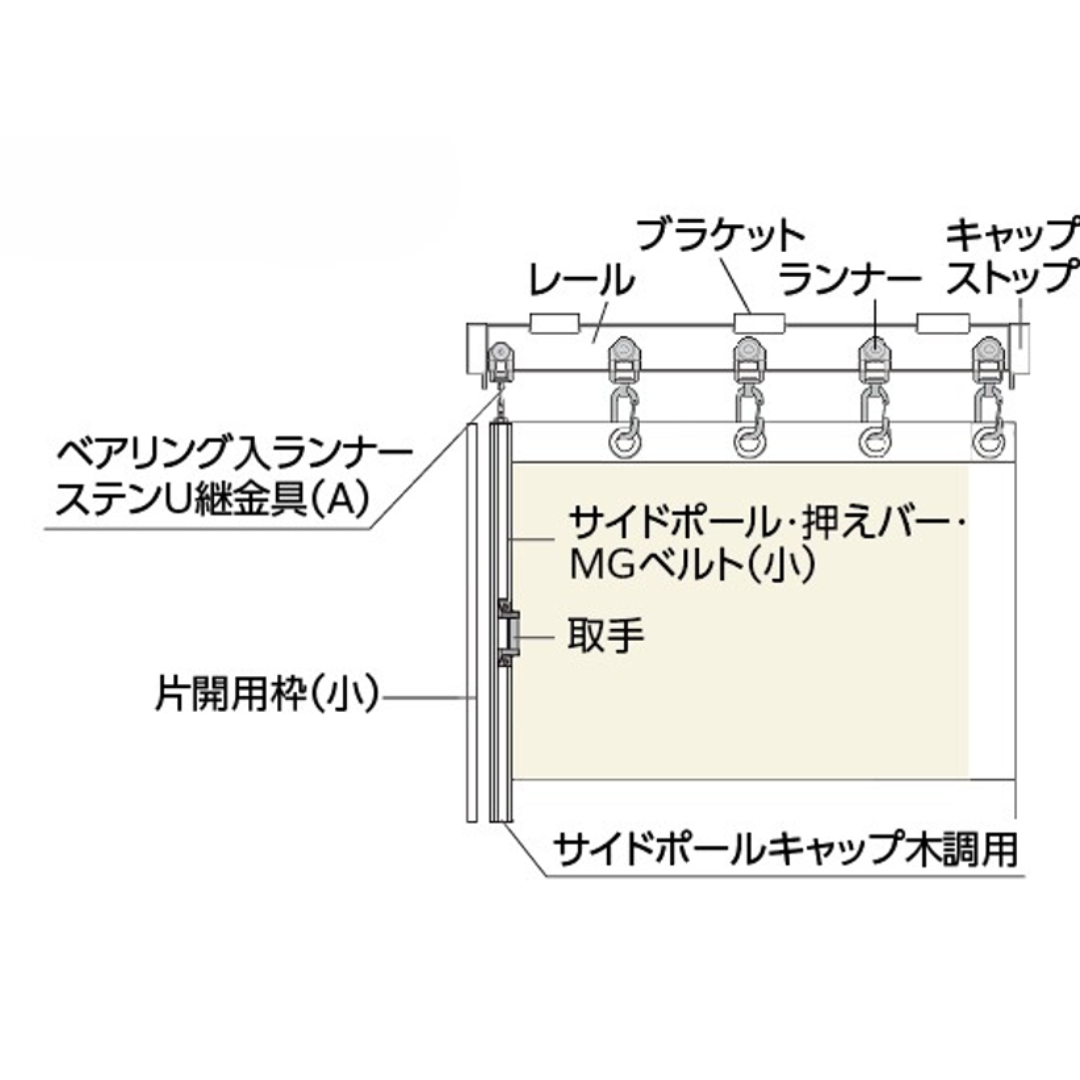 間仕切ポールセット【ホワイトウッド】片開きセット