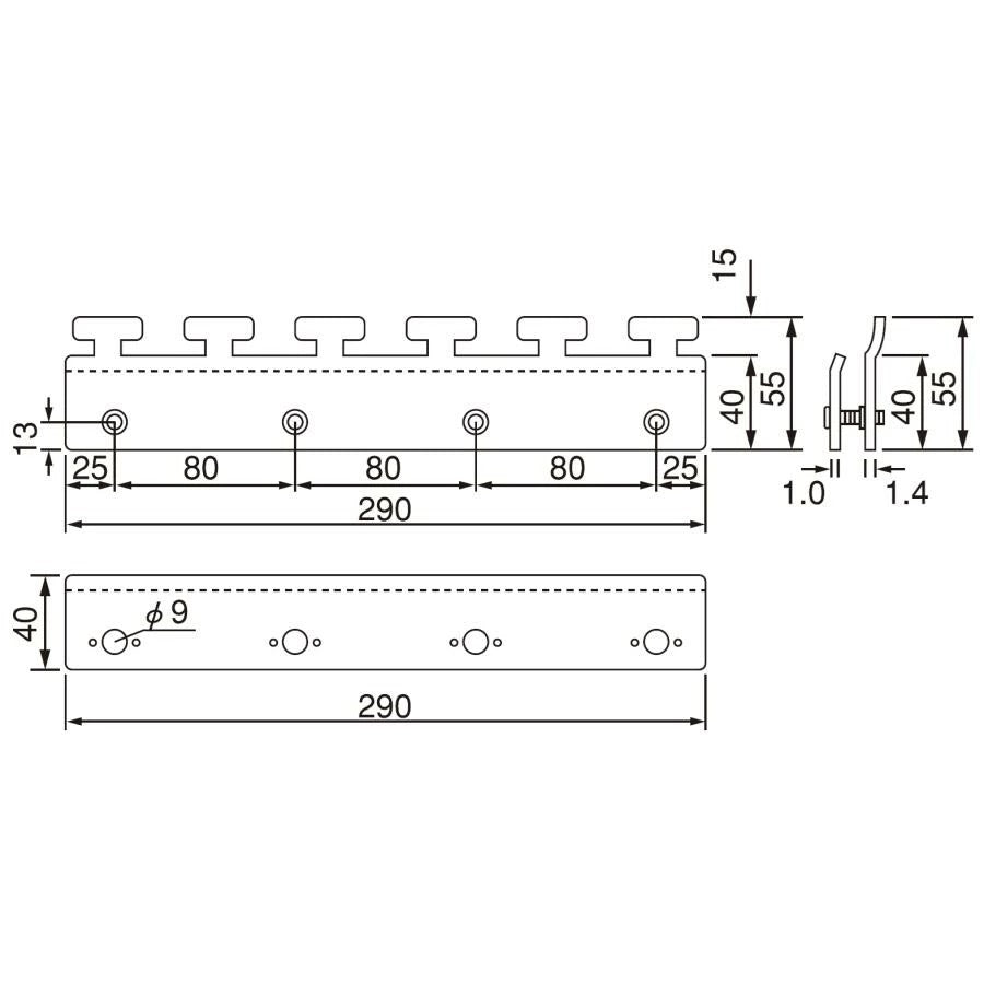フラット防炎静電透明 t3mm 300mm幅 Bタイプ固定式ハンガー付 mカット